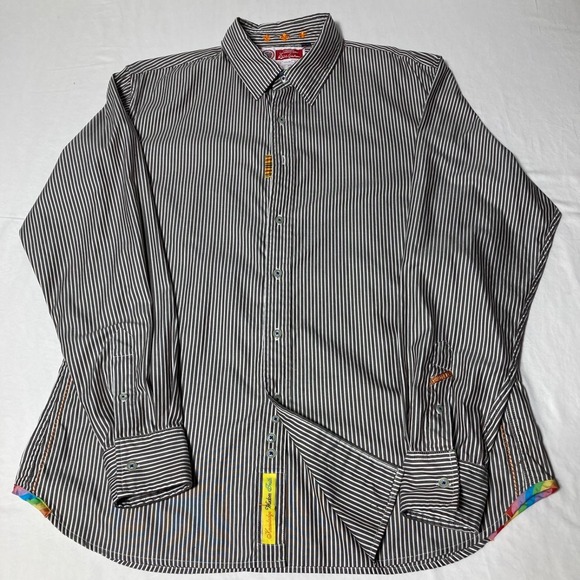 Robert Graham FRESHLY LAUNDERED SHIRT Striped w/  Rainbow Accents Men's Size XXL - Picture 2 of 8